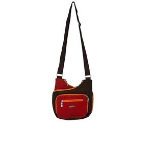 Baggallini Brown/Rust/Orange Color Block Multi-Pocket Crossbody Bag OS